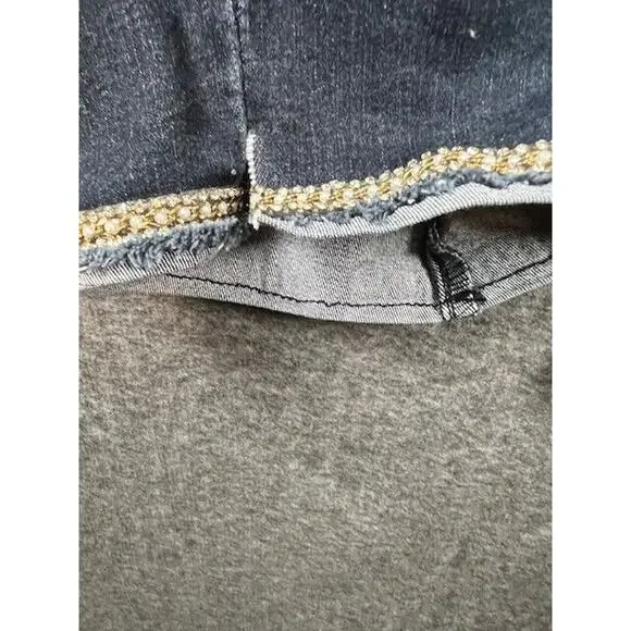 Democracy Jeans Womens 14 Ab Solution Straight Embellished Cuffs Dark Wash Blue - Picture 4 of 9